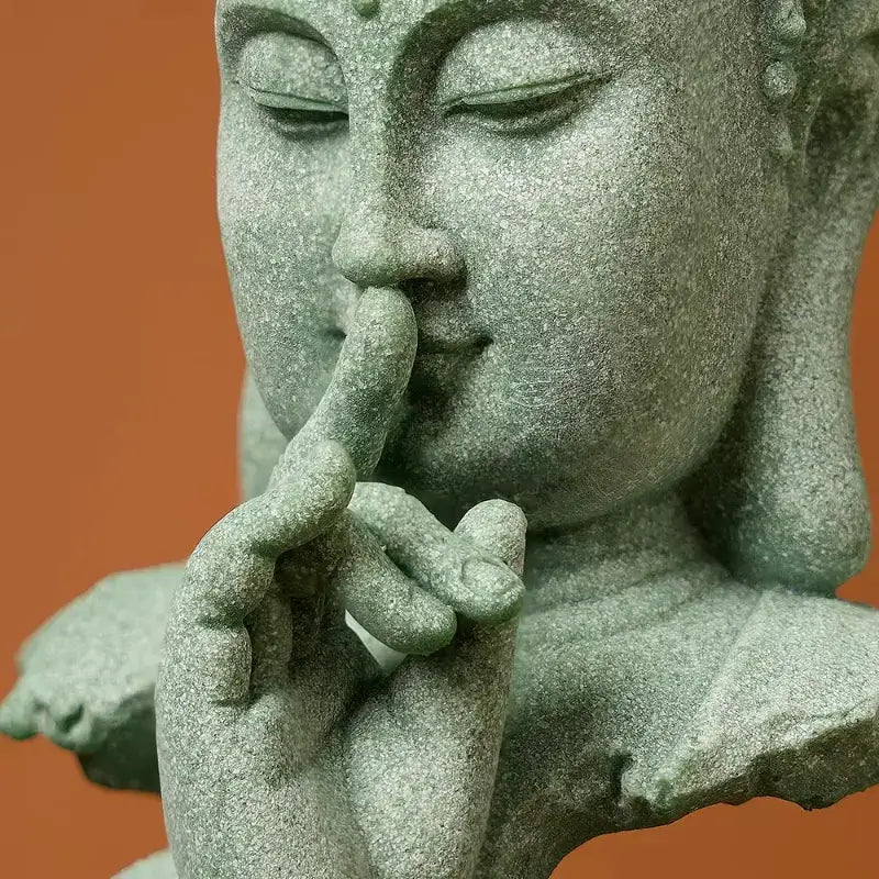 Zen Buddha Statue Set – Blessing & Silence Sandstone Resin Decor
