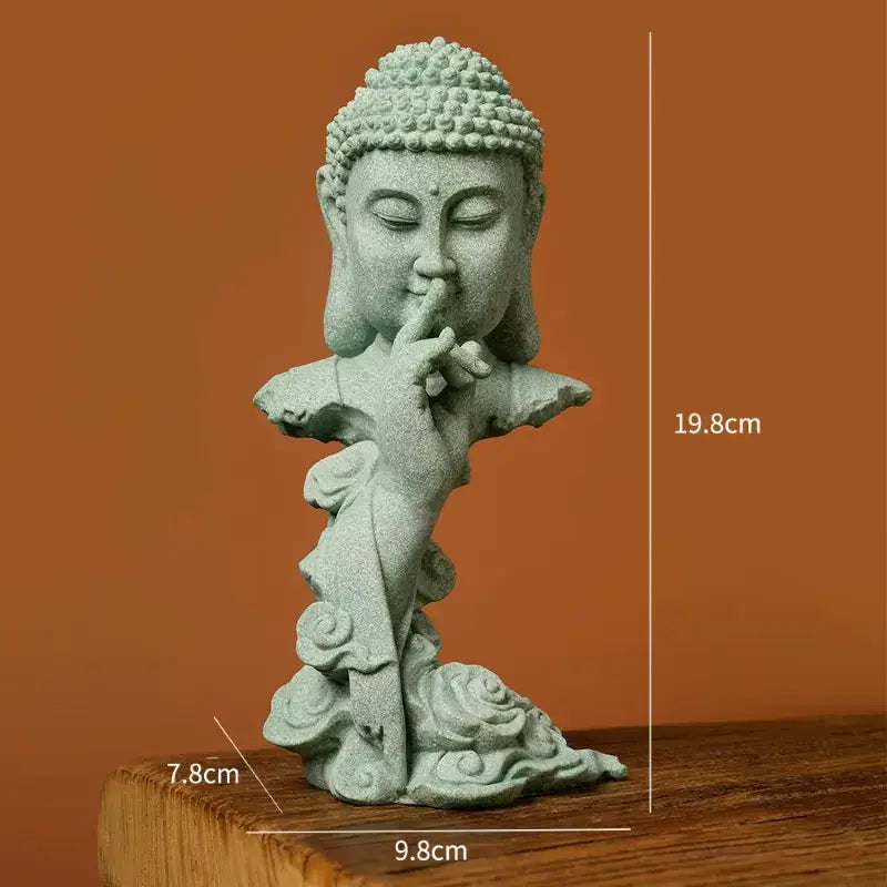 Zen Buddha Statue Set – Blessing & Silence Sandstone Resin Decor