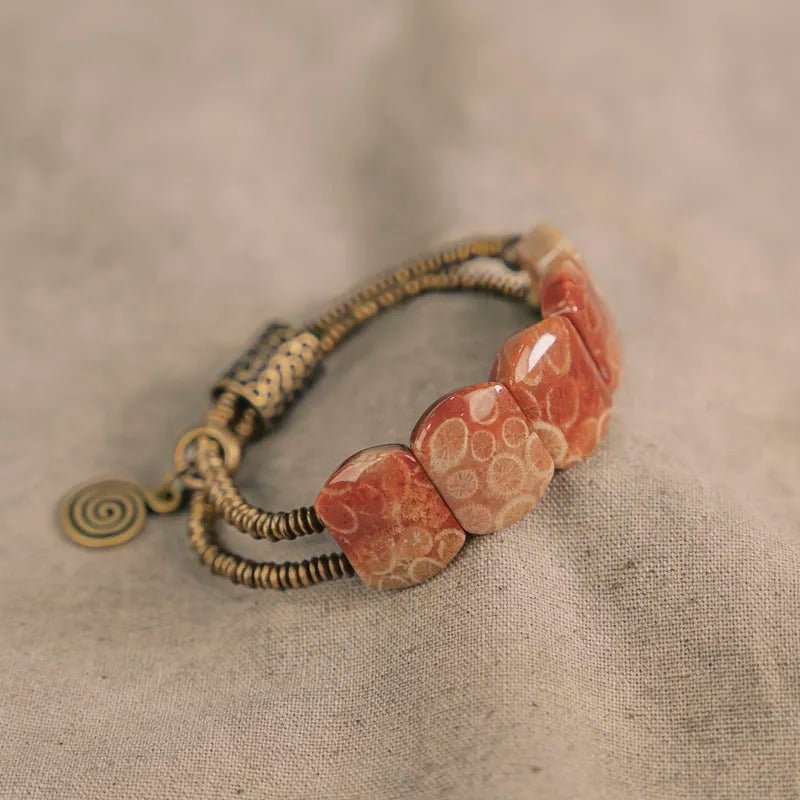 Kanya - Dual Coral and Copper Bracelet - OutletMystic