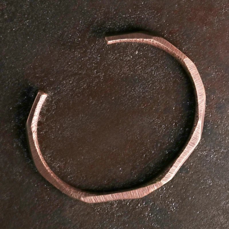 Kiran - Hand - Hammered Faced Solid Copper Bracelet - OutletMystic